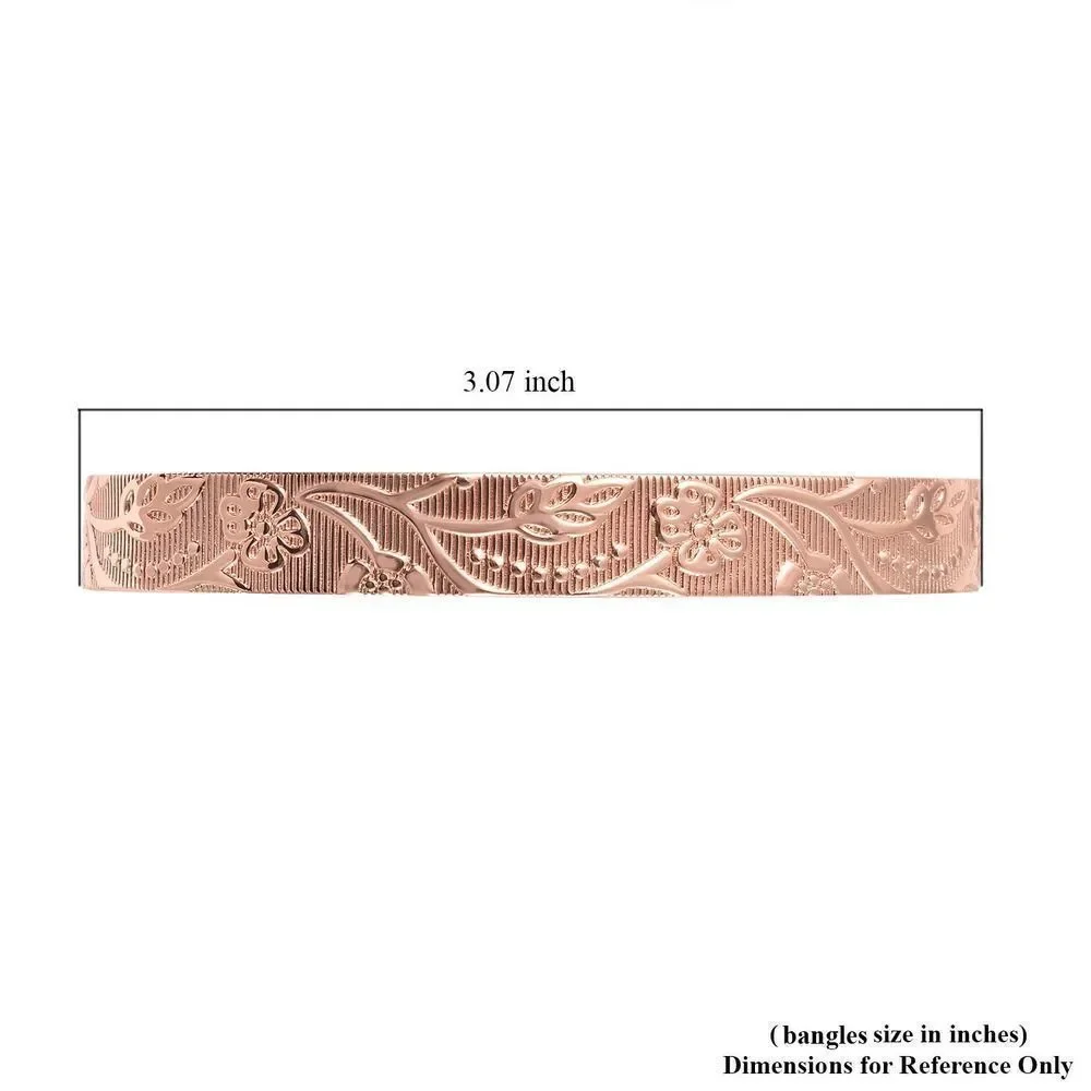 Floral Vine Pattern Open Shank Adjustable Cuff Bracelet 6.50 in